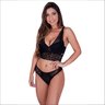 frente preto conjunto cropped com bojo e calcinha fio feminino clamar rendado 2132