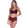9301 bordo conjunto rendado com bojo base em espuma calcinha fio dental feminino clamar 9301